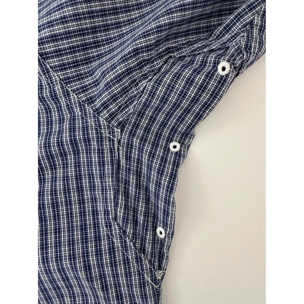 Ariat Relentless Mens Large Navy Blue Check Long Sleeve Button Down Shirt Cotton